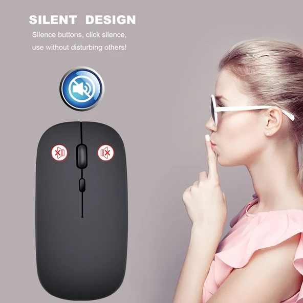 HXSJ M80 Kablosuz Optik Sessiz Mouse 2.4GHz 1600DPI Gül Altın - 10