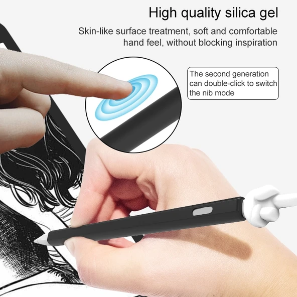 Apple Pencil 2 Orta Parmak Şeklinde Silikon Koruyucu Kılıf Yeşil - 6