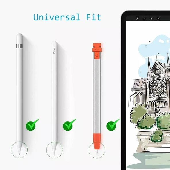 Apple Pencil 1 ve 2 Uyumlu M2 Kısa Metal Uç Beyaz - 6