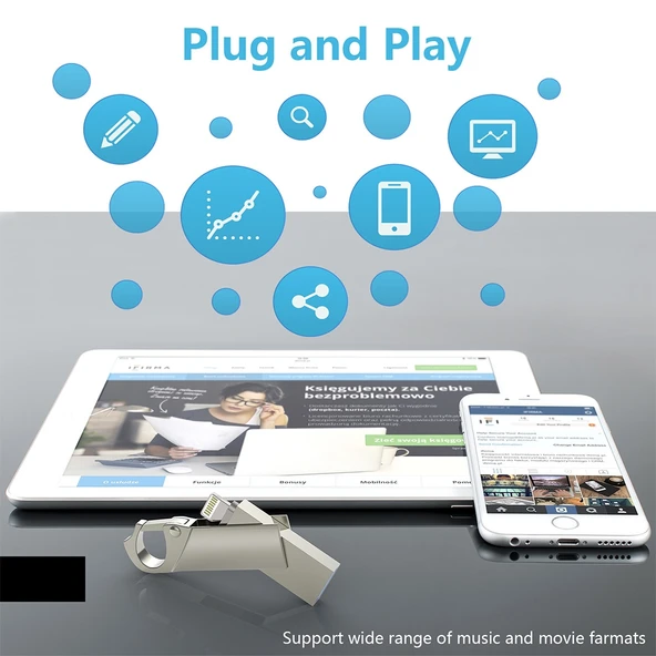RQW-10F 2'si 1 Arada USB 2.0 ve 8 Pin 16GB Anahtarlık Flash Bellek - 6