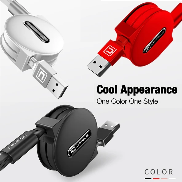 Cafele 3 in 1 Şarj ve Data Kablosu 8 Pin Micro USB Type C USB C Kırmızı 1.2 Metre - 9