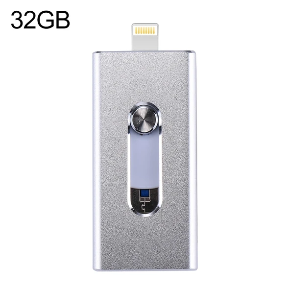 RQW 02 Gri 3 in 1 USB 2.0 8 Pin ve Micro USB 32GB Flash Bellek