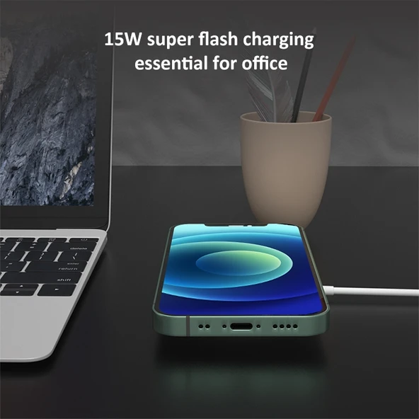 OJD-63 15W Manyetik Yuvarlak Alüminyum Alaşımlı Magsafe Kablosuz Şarj Cihazı - 9