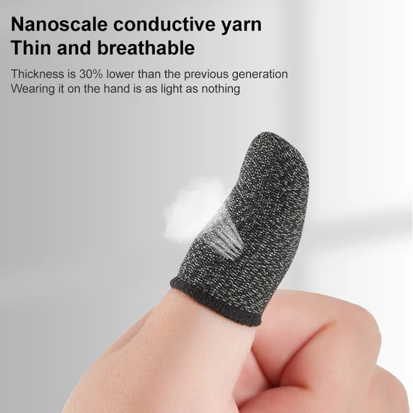 Karbon Fiber Dokunmatik Ekran Kaymaz Terlemeyen Oyun Parmak Kılıfı Başparmak İşaret Parmak Kırmızı 1 Çift - 4
