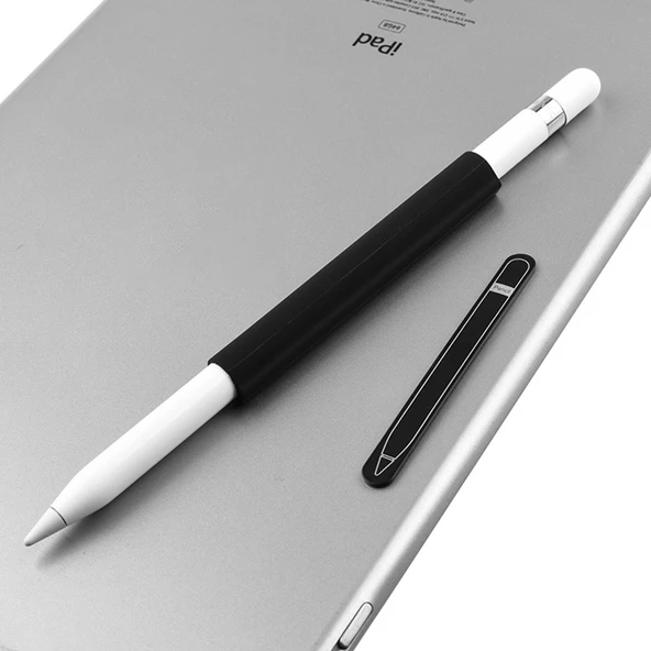 Apple Pencil Manyetik Silikon Tutucu Kılıf Seti Siyah - 4