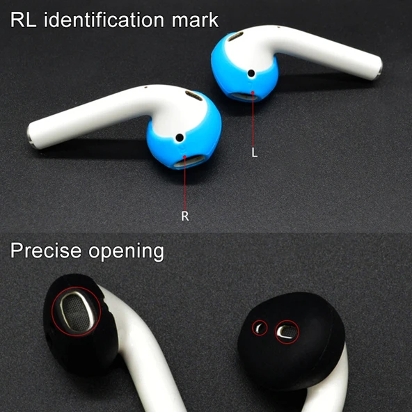 Apple AirPods 1 2 Uyumlu Şeffaf Bluetooth Kablosuz Kulaklık Koruyucu Seti Anti Kayıp İp Silikon Kılıf Kulaklık Askısı Kulak Tıkacı Kapağı - 5