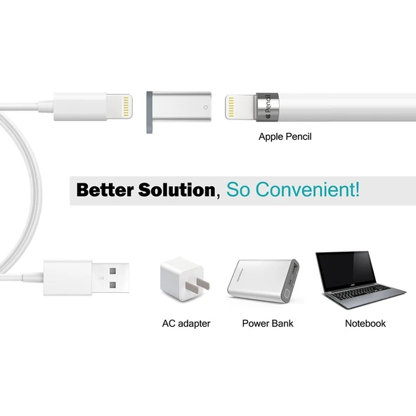 Alüminyum Kasa Apple Pencil Şarj Adaptörü iPad Pro Gümüş - 7