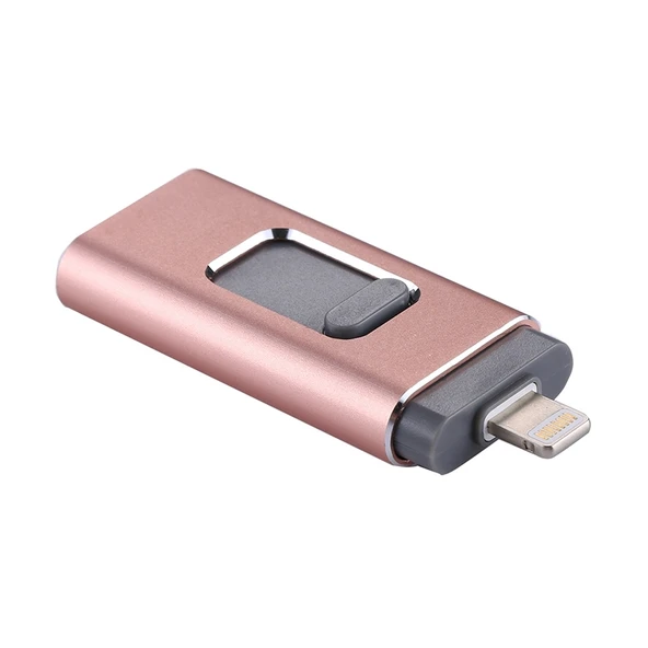 Easyflash RQW-01B 3 in 1 USB 2.0 8 Pin ve Micro USB 128GB Flash Bellek Rose Gold - 2