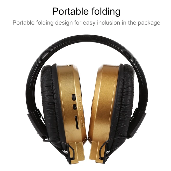 SH S1 Katlanabilir Stereo HiFi Kablosuz Spor Kulaklık LCD Ekranlı Altın Renk - 4