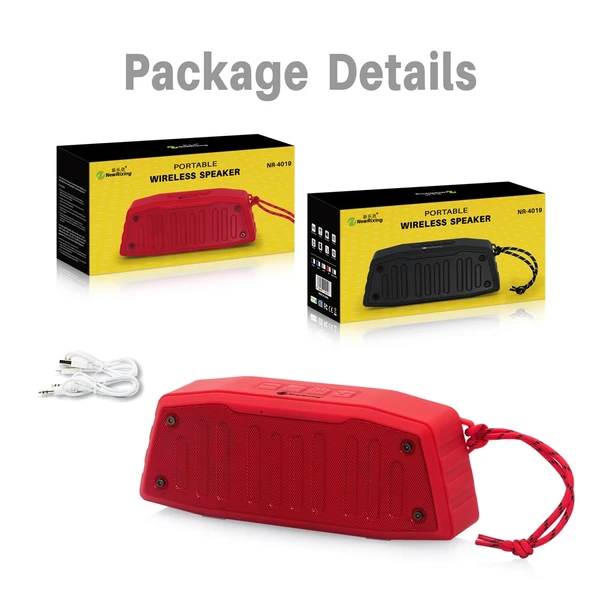 NewRixing NR-4019 Kırmızı Taşınabilir Bluetooth Hoparlör Eller Serbest Arama FM USB TF Kart AUX Destekli - 9