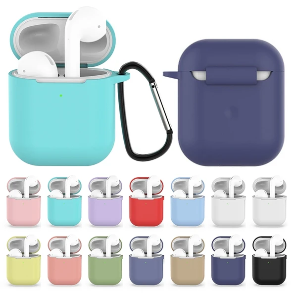 Apple AirPods 1 2 Uyumlu Sarı Silikon Darbeye Dayanıklı Kılıf - 8