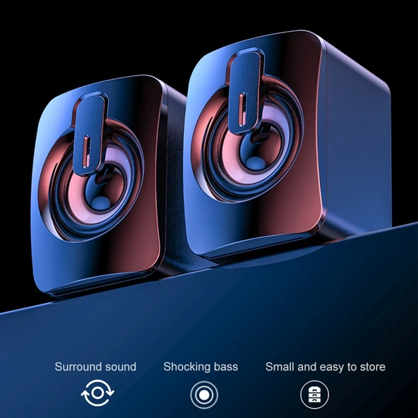 A1 USB Mini Yüksek Sesli Kablolu Hoparlör Bluetooth Özellikli Siyah - 2