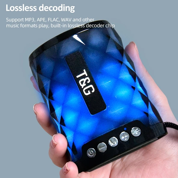 TG155 Bluetooth 42 Mini Taşınabilir Kablosuz Hoparlör Renkli Işıklar Siyah - 6