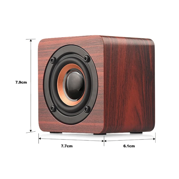 Q1 Ahşap Mini Taşınabilir Mega Bas Kablosuz Bluetooth Hoparlör Sarı - 3