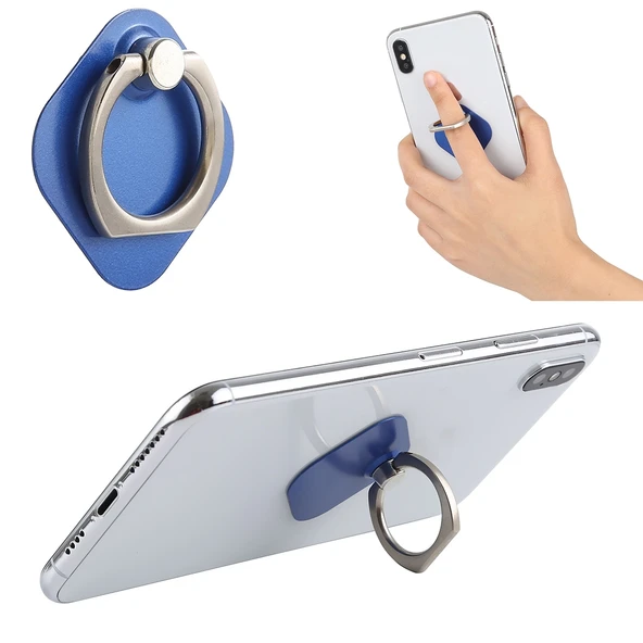 Mavi Metal Telefon Yüzüğü Tutucu iPad iPhone Galaxy Huawei Xiaomi LG HTC ve Diğer Akıllı Telefonlar İçin - 1