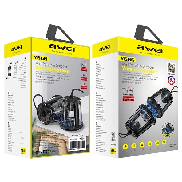 Awei Y666 Mini Taşınabilir Outdoor Bluetooth Hoparlör TWS Destekli - 4