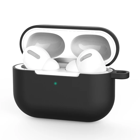 AirPods Pro Silikon Kablosuz Kulaklık Koruyucu Kılıf Siyah İpli