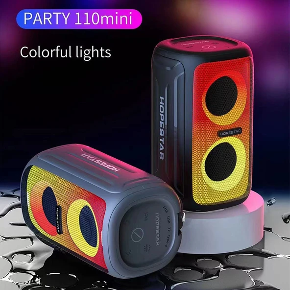Hopestar Party 110 Mini Renkli Işıklı Kablosuz Bluetooth Hoparlör Siyah - 2