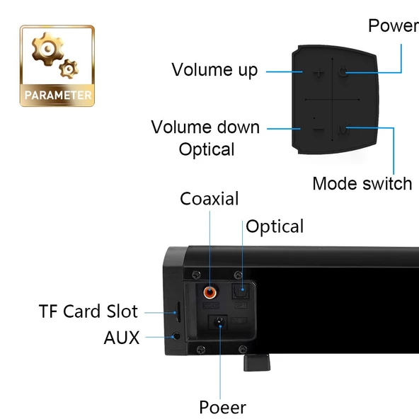 Soundbar LP09 CE0148 Siyah Bluetooth Kablosuz Ev Sinema Hoparlörü Kumandalı - 9