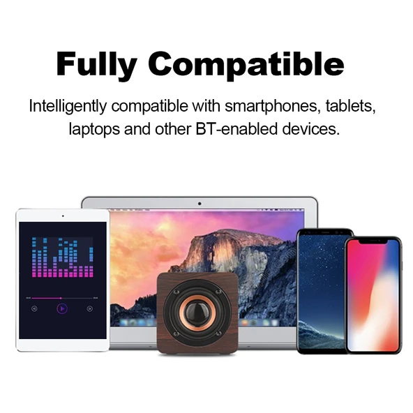 Q1 Ahşap Mini Taşınabilir Mega Bas Kablosuz Bluetooth Hoparlör Sarı - 6