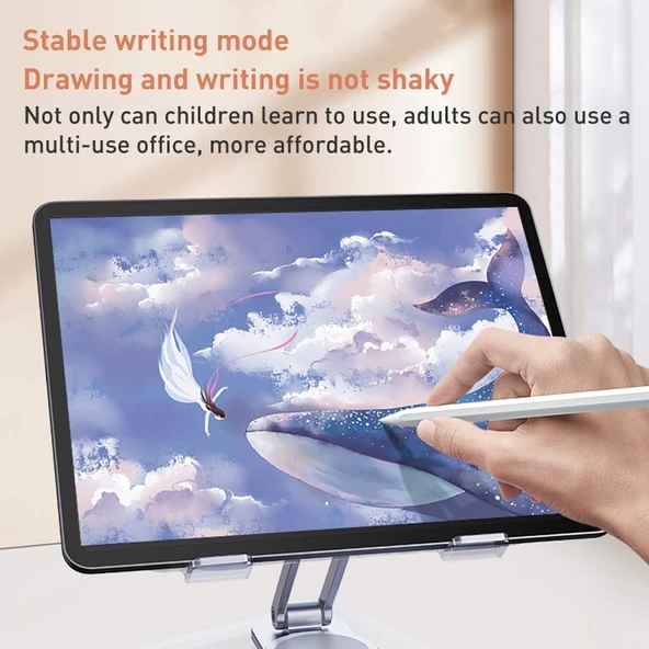 RJUST T632 Akrilik 360 Derece Döner Masaüstü Tablet Standı Şeffaf - 6