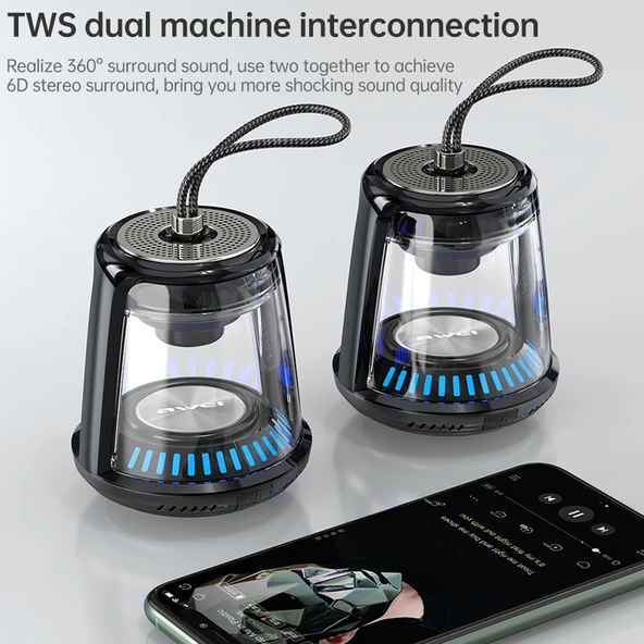 Awei Y666 Mini Taşınabilir Outdoor Bluetooth Hoparlör TWS Destekli - 5