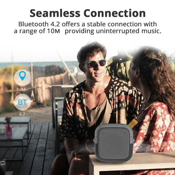 HB 200 Bluetooth 42 Taşınabilir Mini Kablosuz Hoparlör Gri - 7