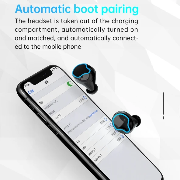 M9 Bluetooth 51 TWS Dijital Ekranlı Kablosuz Bluetooth Kulaklık Şarj Kutulu Fenerli Siyah - 8