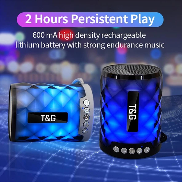 TG155 Bluetooth 42 Mini Taşınabilir Kablosuz Hoparlör Renkli Işıklar Siyah - 4