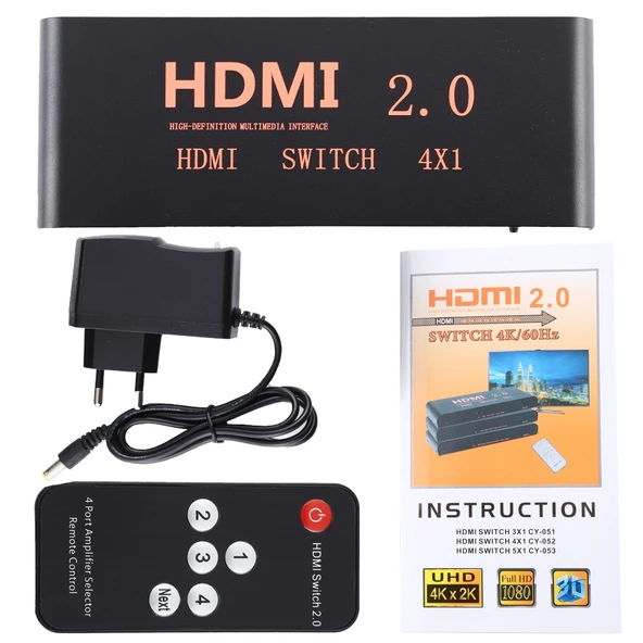 4 Girişli 4K 60Hz HDMI 2.0 Anahtarı Uzaktan Kumandalı EU Fiş - 8