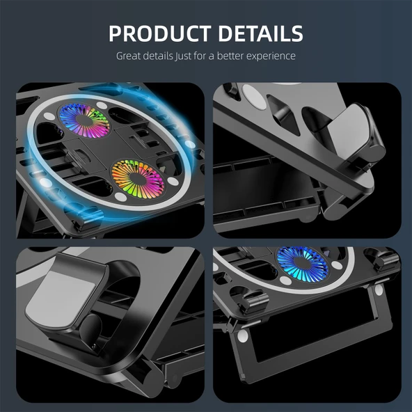 Gaming RGB Dizüstü Bilgisayar Soğutucu Masa Standı - 8