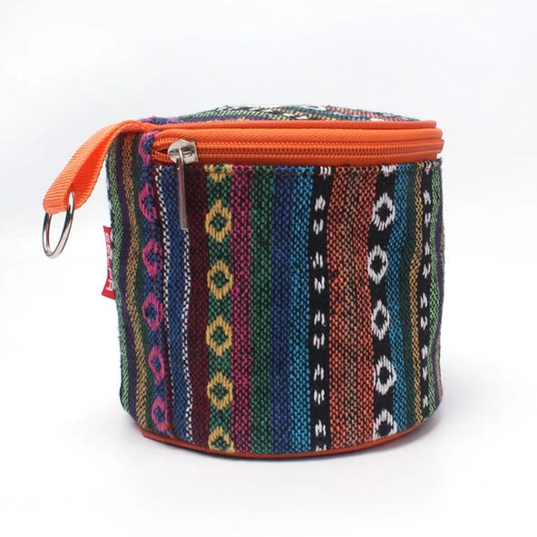 Katlanabilir Etnik Desenli Kumaş Mendil Kutusu Saklama Çantası 14.5x13 cm - 3