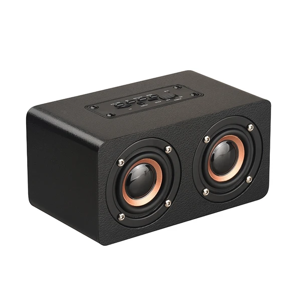 M5 Ahşap Bluetooth 4.2 Subwoofer Hoparlör Siyah TF Kart AUX FM Destekli - 2