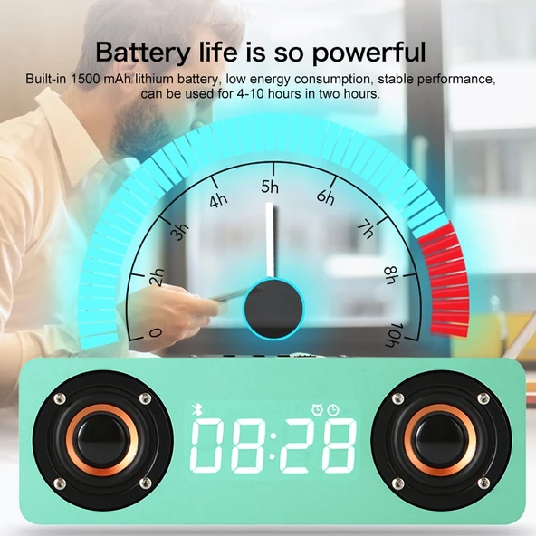 M5 Ahşap Bluetooth 4.2 Subwoofer Hoparlör Siyah TF Kart AUX FM Destekli - 8
