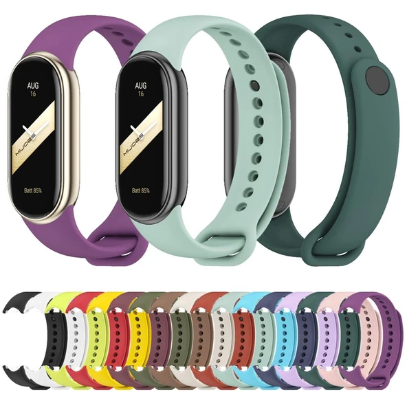 Xiaomi Smart Band 9 9 NFC 8 8 NFC Uyumlu Siyah Metal Tokalı Silikon Saat Kayışı - 2