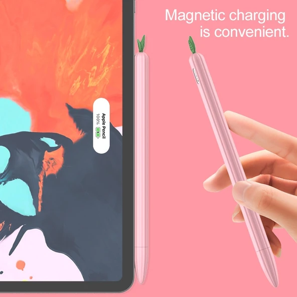Apple Pencil 2 Uyumlu Mor Silikon Kaymaz Koruyucu Kılıf - 6