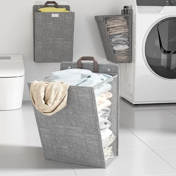 Katlanabilir Asılabilir Kirli Çamaşır Sepeti ürün görseli