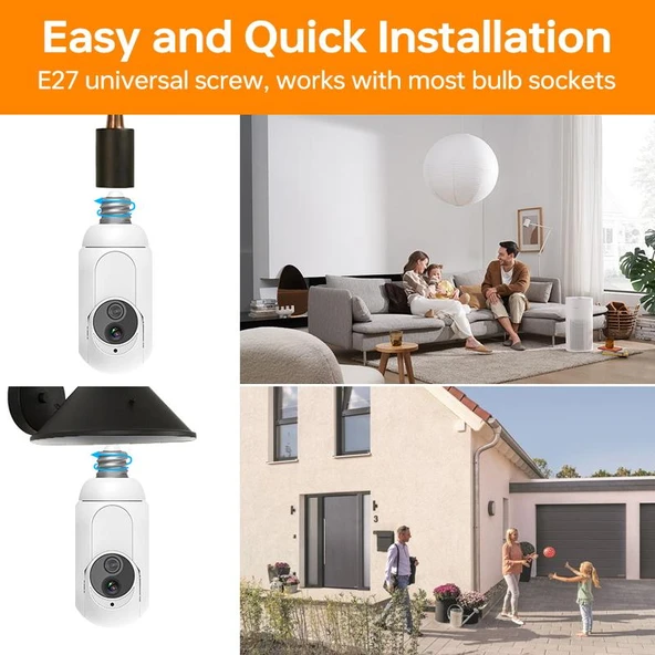 1080P K8 Model Ampul Tipi WiFi Güvenlik Kamerası Beyaz Gece Görüşlü İki Yönlü Görüş ve Hareket Algılama - 9