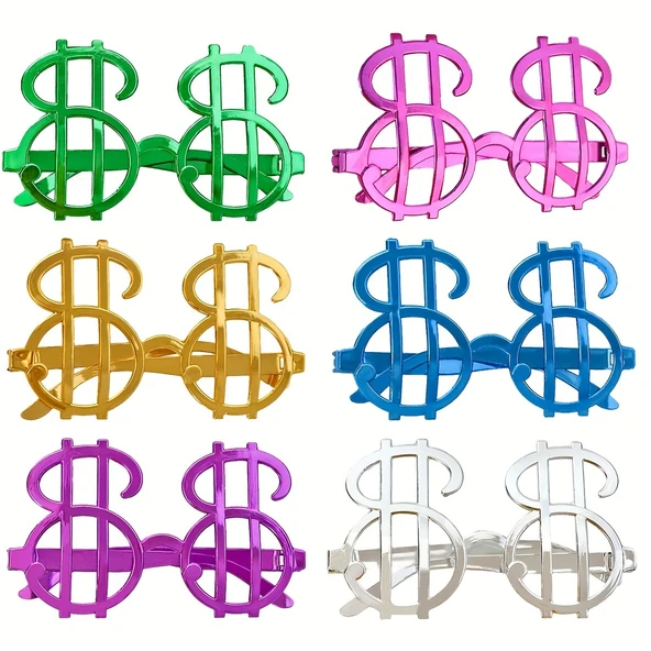 Dolar Şekilli Metalize Parti Gözlüğü 6 Adet ürün görseli
