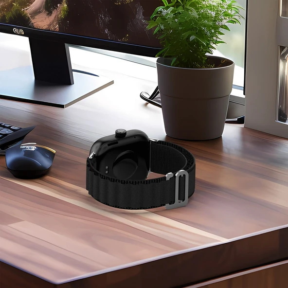 Xiaomi Smart Band 9 Pro ve 8 Pro İçin Siyah Naylon Döngü Saat Kayışı - 10