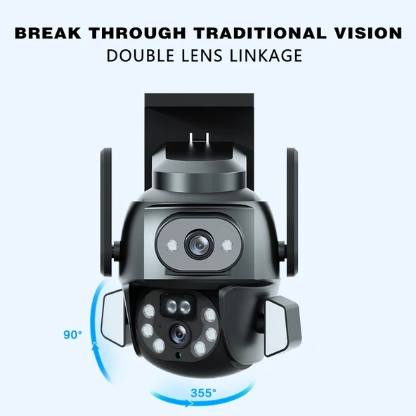Q821 4MP Çift Lensli Zoomlu Çift Işık Kaynaklı Dış Mekan IP67 Su Geçirmez WiFi Kamera EU Priz - 4