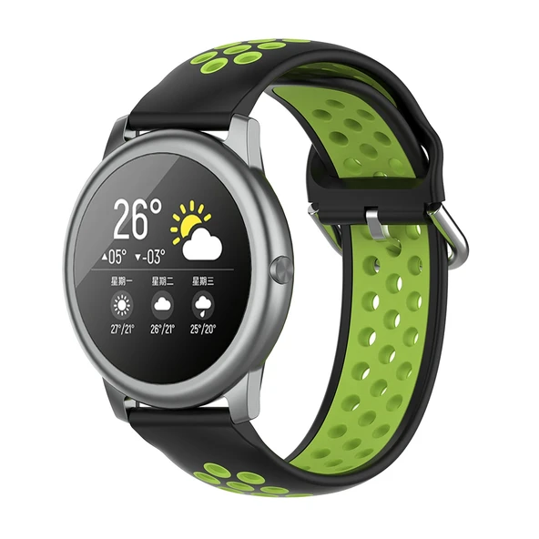 Xiaomi Haylou Solar LS05 İki Tonlu Silikon Saat Kayışı 22mm Siyah Limon