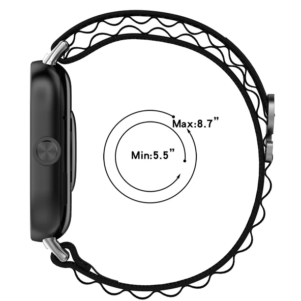 Xiaomi Smart Band 9 Pro ve 8 Pro İçin Siyah Naylon Döngü Saat Kayışı - 7