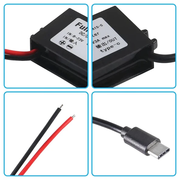 12V den 5V 3A Araç Güç Dönüştürücü DC Modül Voltaj Regülatörü 2 si 1 Arada Çift USB Dişi - 4