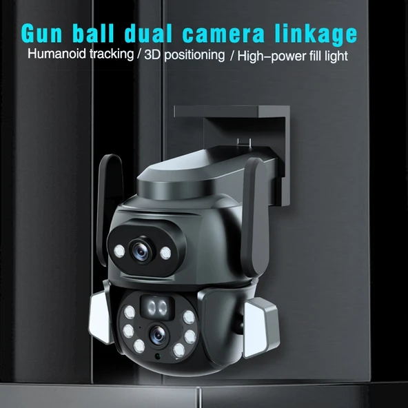 Q821 4MP Çift Lensli Zoomlu Çift Işık Kaynaklı Dış Mekan IP67 Su Geçirmez WiFi Kamera EU Priz - 2