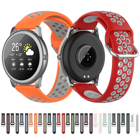 Xiaomi Haylou Solar LS05 İki Tonlu Silikon Saat Kayışı 22mm Siyah Limon - 9