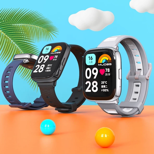 Xiaomi Redmi Watch 3 Lite ve Watch 3 Active Uyumlu Nefes Alabilir TPU Saat Kayışı Gece Mavisi Gümüş - 5