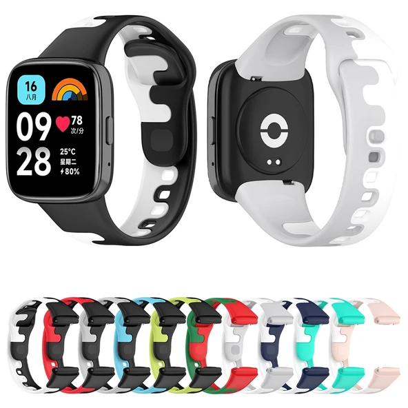 Xiaomi Redmi Watch 3 Lite Siyah Kirmizi Iki Renkli Silikon Saat Kayisi - 5