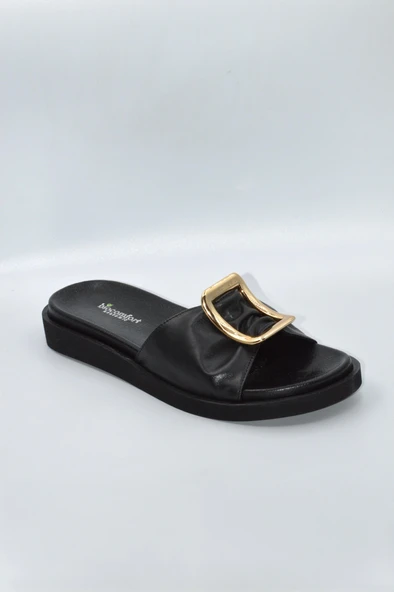 Kadın Şık Tokalı Siyah Günlük Moda Terlik - Resim 2