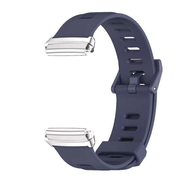 Xiaomi Redmi Watch 3 Lite ve Watch 3 Active Uyumlu Nefes Alabilir TPU Saat Kayışı Gece Mavisi Gümüş - 3